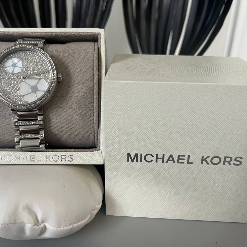 Michael Kors Silver Watch with Crystal Accents